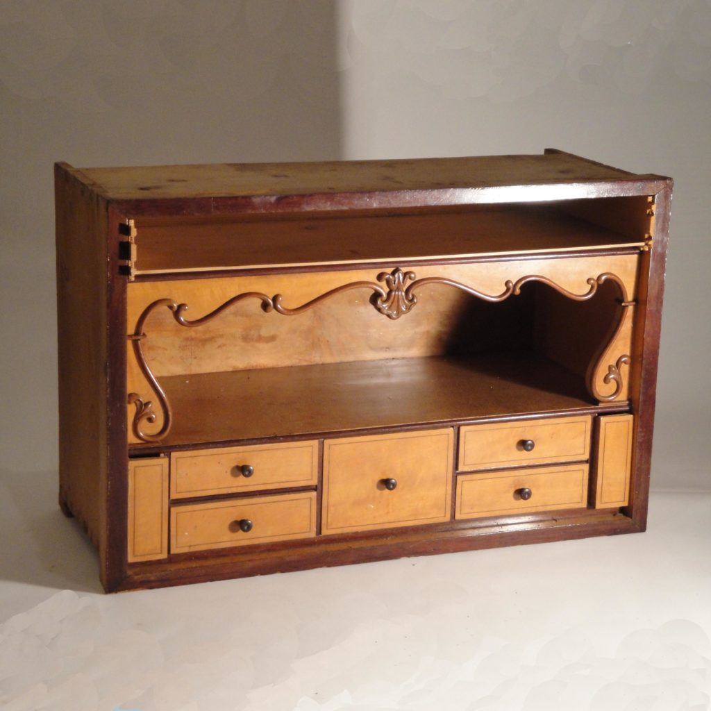intérieur de bureau secrétaire avec tiroirs, époque 19ème