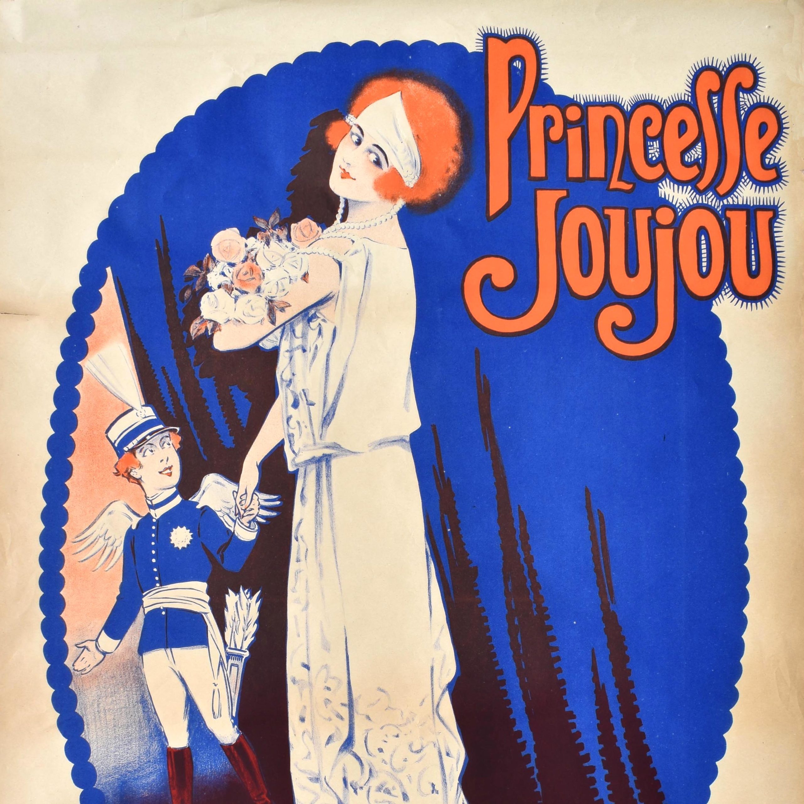 Princesse Joujou affiche ancienne en couleur de 1923 pour une opérette