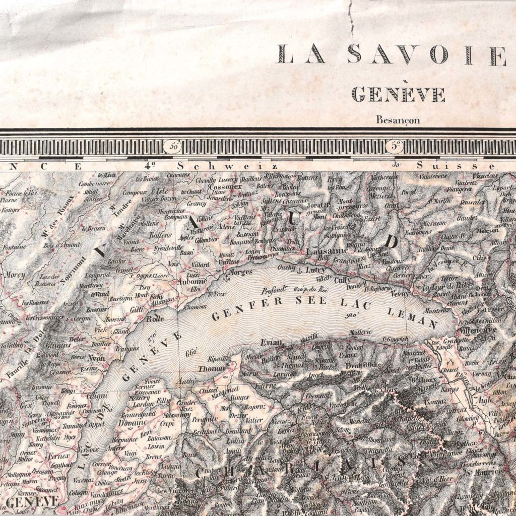 carte géographique de la Savoie et Genève vers 1840.