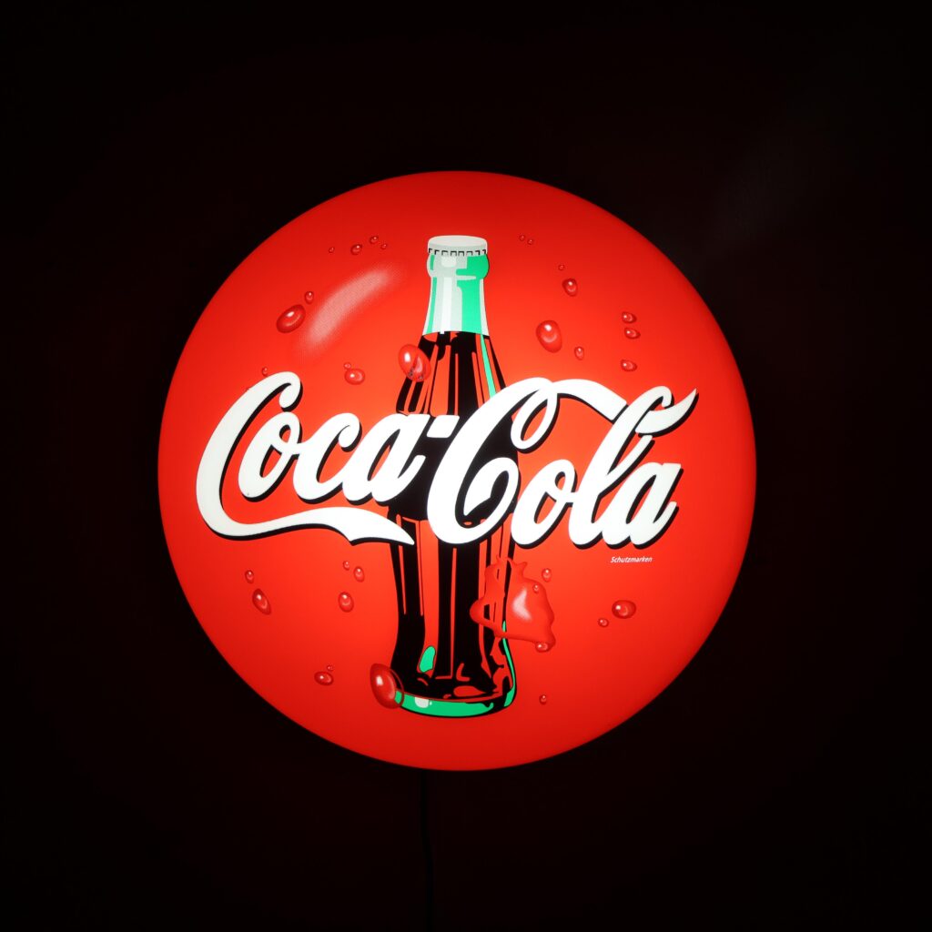 petite enseigne lumineuse Coca-Cola bouton